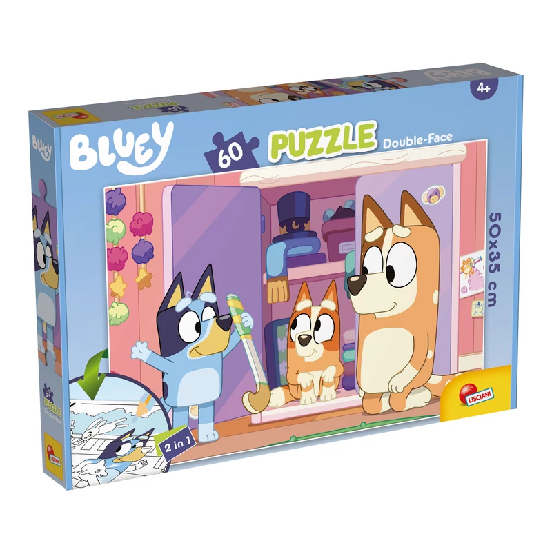 Bluey - Kétoldalas puzzle 60 db-os - 50 × 35 cm