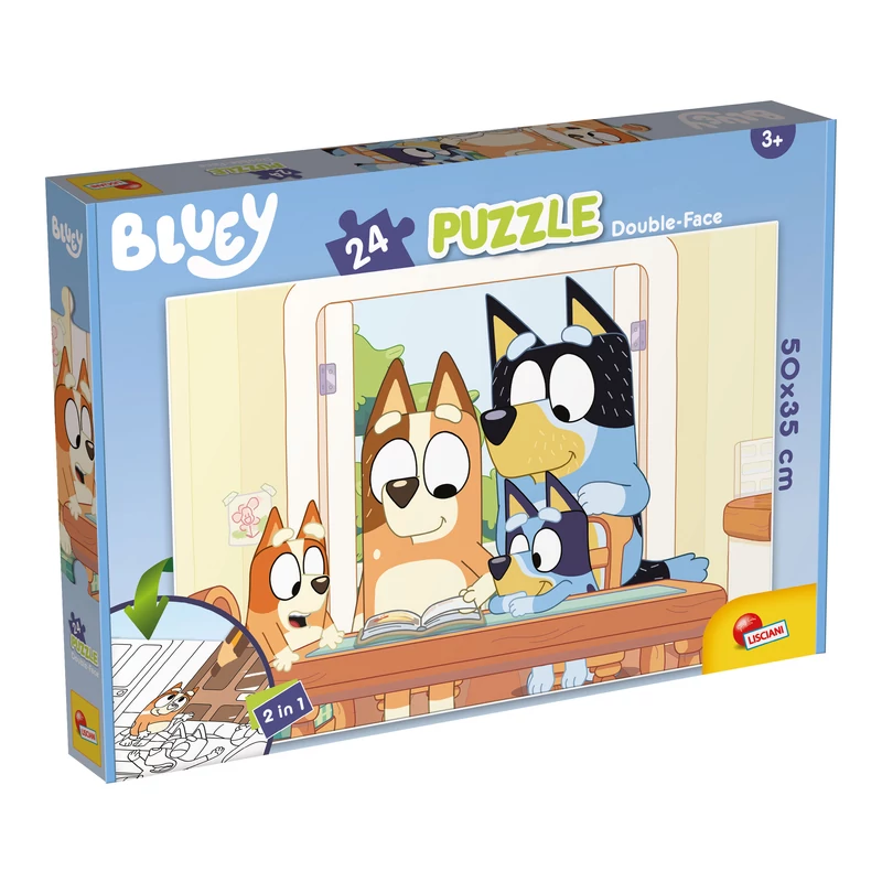 Bluey - Kétoldalas puzzle 24 db-os - 50 × 35 cm