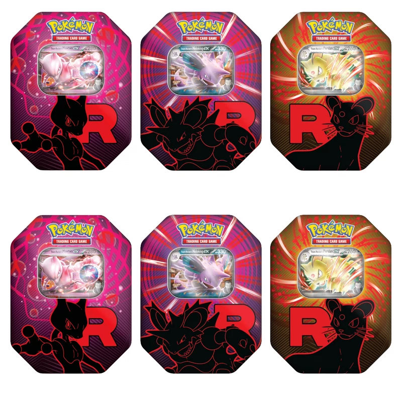 Pokémon TCG: Team Rocket Tin Mewtwo Nidoking Persian Bundle (6 db)